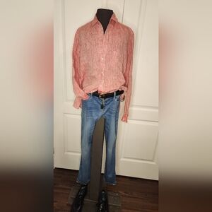 Women's Linen Relaxed Fit Frank & Eileen Button Up Size XS